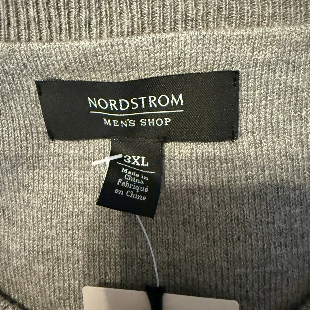 Nordstrom Men’s 3XL Gray Wool Blend Waffle Knit Crewneck Sweater NWT